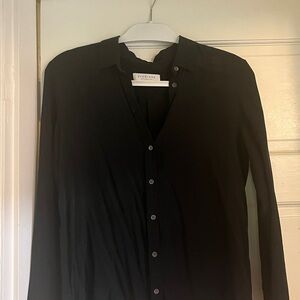 Everlane black silk shirt